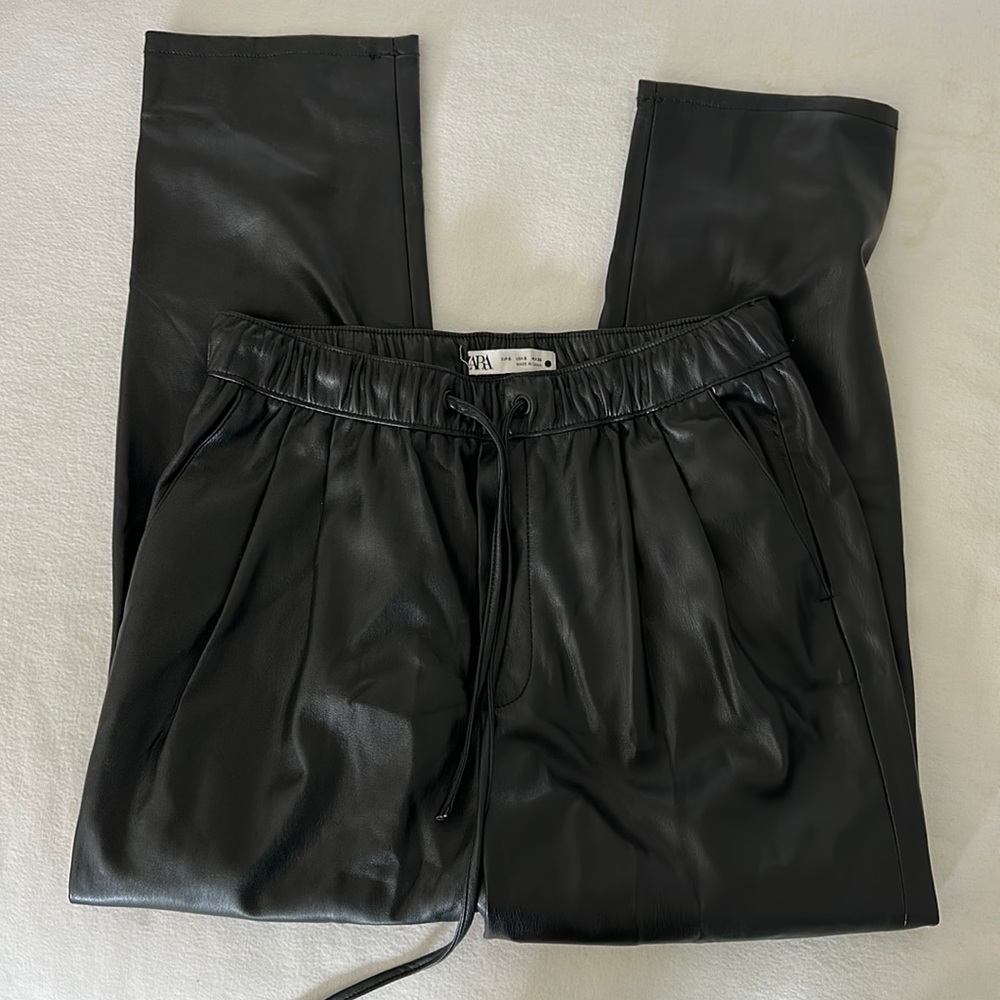 Zara vegan leather black dress pants